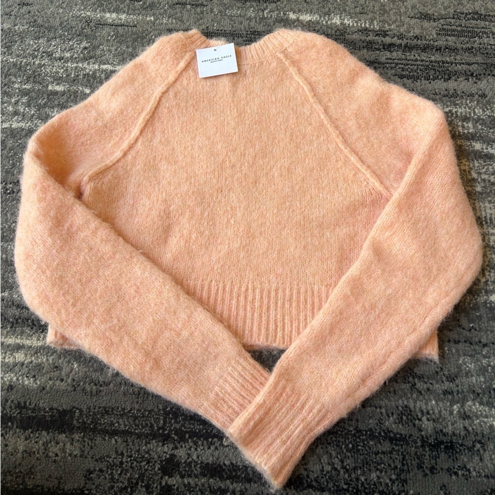 NWT AMERICAN EAGLE Cropped Crewneck Bow Sweater - Picture 11 of 12
